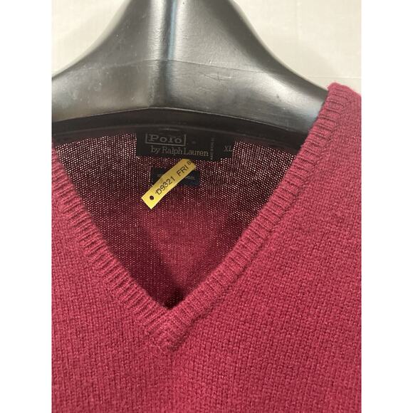 Vtg Polo Ralph Lauren Lambswool V-Neck Sweater Mens Size XL Maroon - Picture 4 of 14